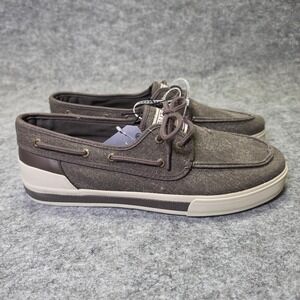 Nautica Mens Jempol Washed Boat Shoes Canvas Chocolate Brown 12 Casual Loafers
